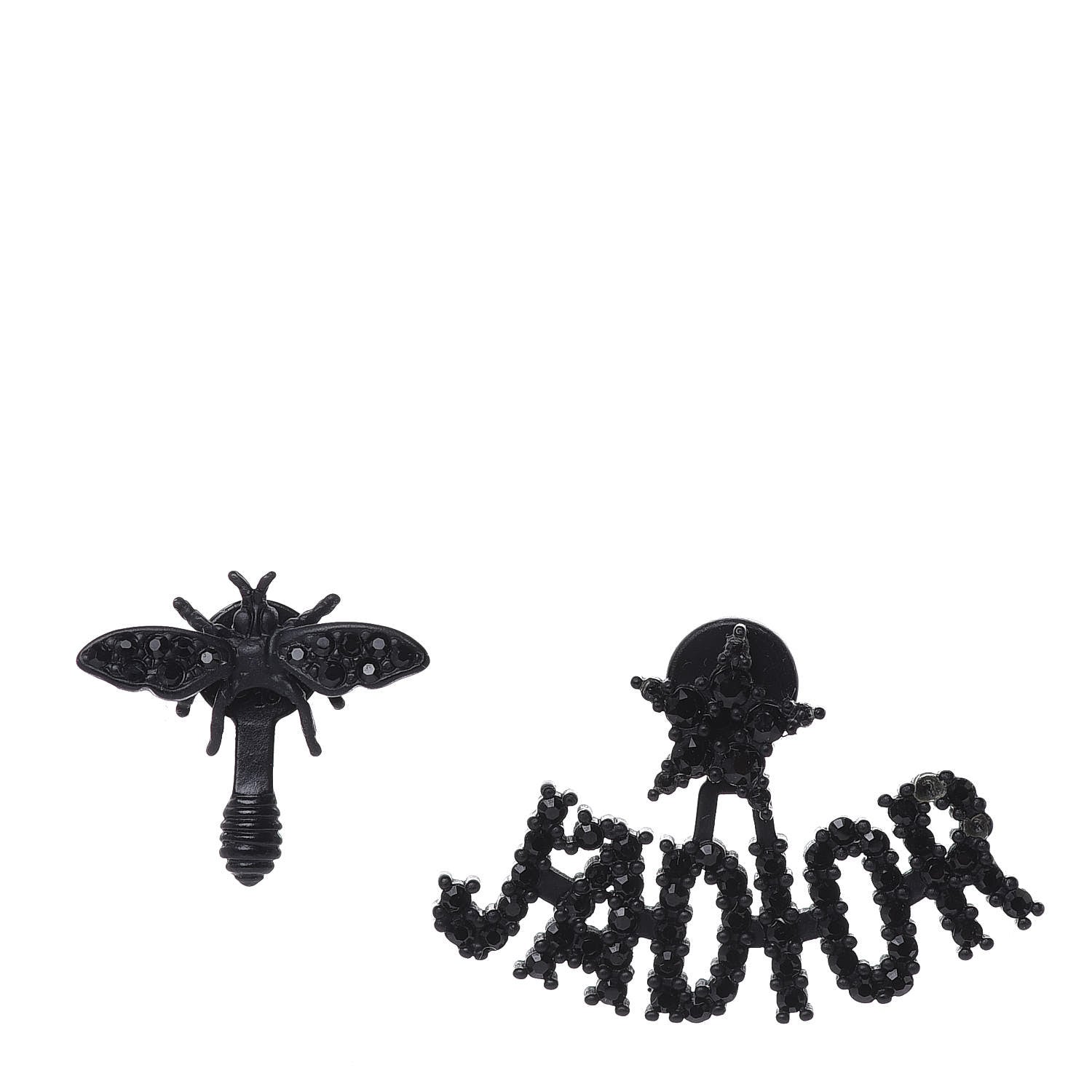 Christian Dior Palladium Crystal J'adior Earrings Black 1 of 4