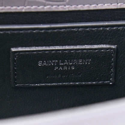 Saint Laurent Calfskin Crocodile Embossed Medium Classic Monogram Kate Tassel Satchel Storm 6 of 9