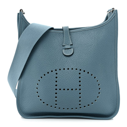 Hermes Taurillon Clemence Evelyne PM Blue Jean 1 of 10