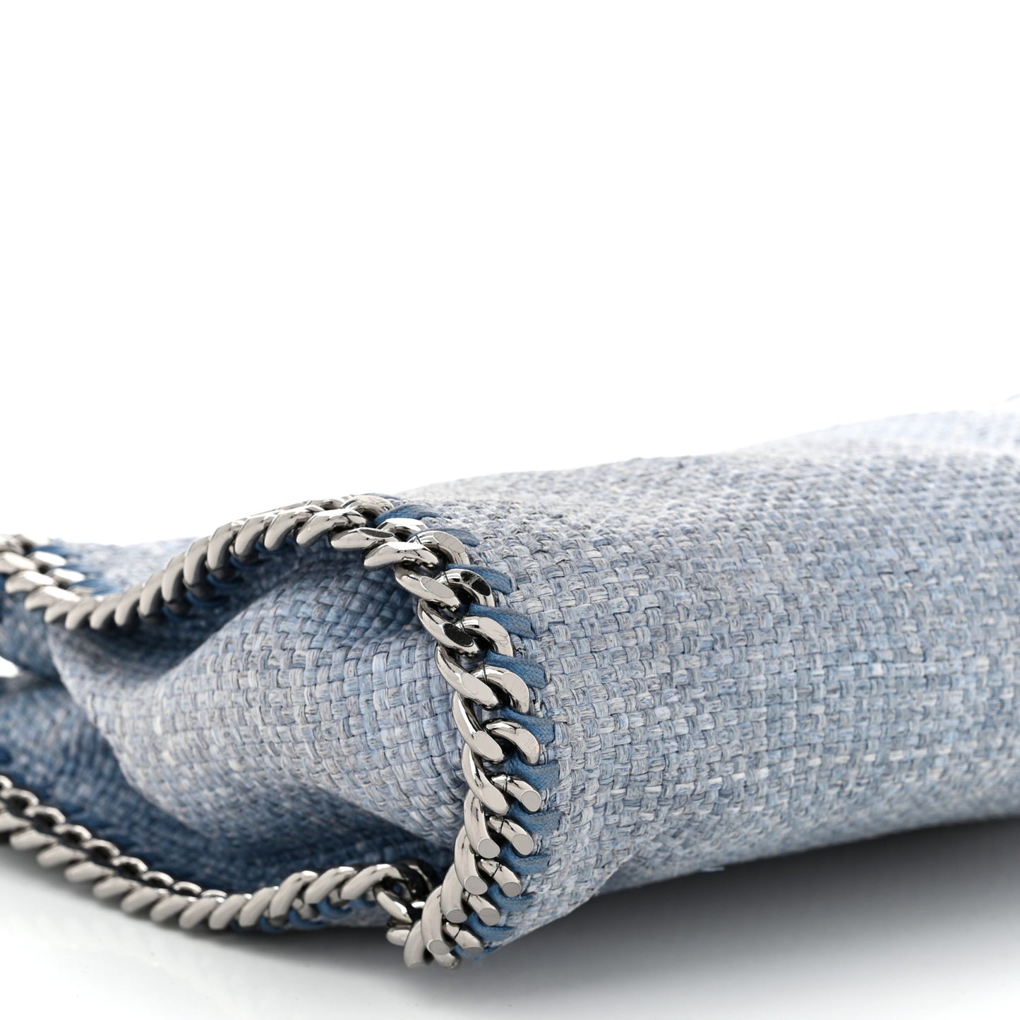 Raffia Mini Falabella Fold Over Tote Light Blue