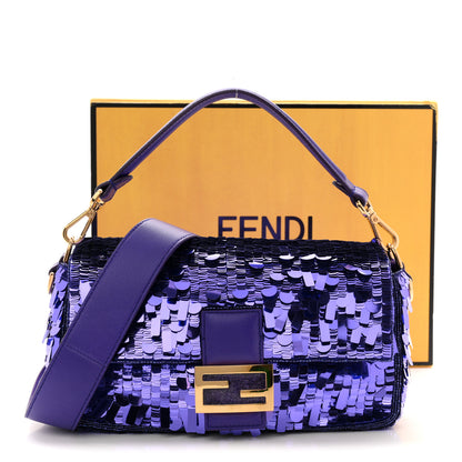 Fendi Sequin Paillettes Shiny Nappa Sex and the City Baguette Viola Purple Rain 11 of 11