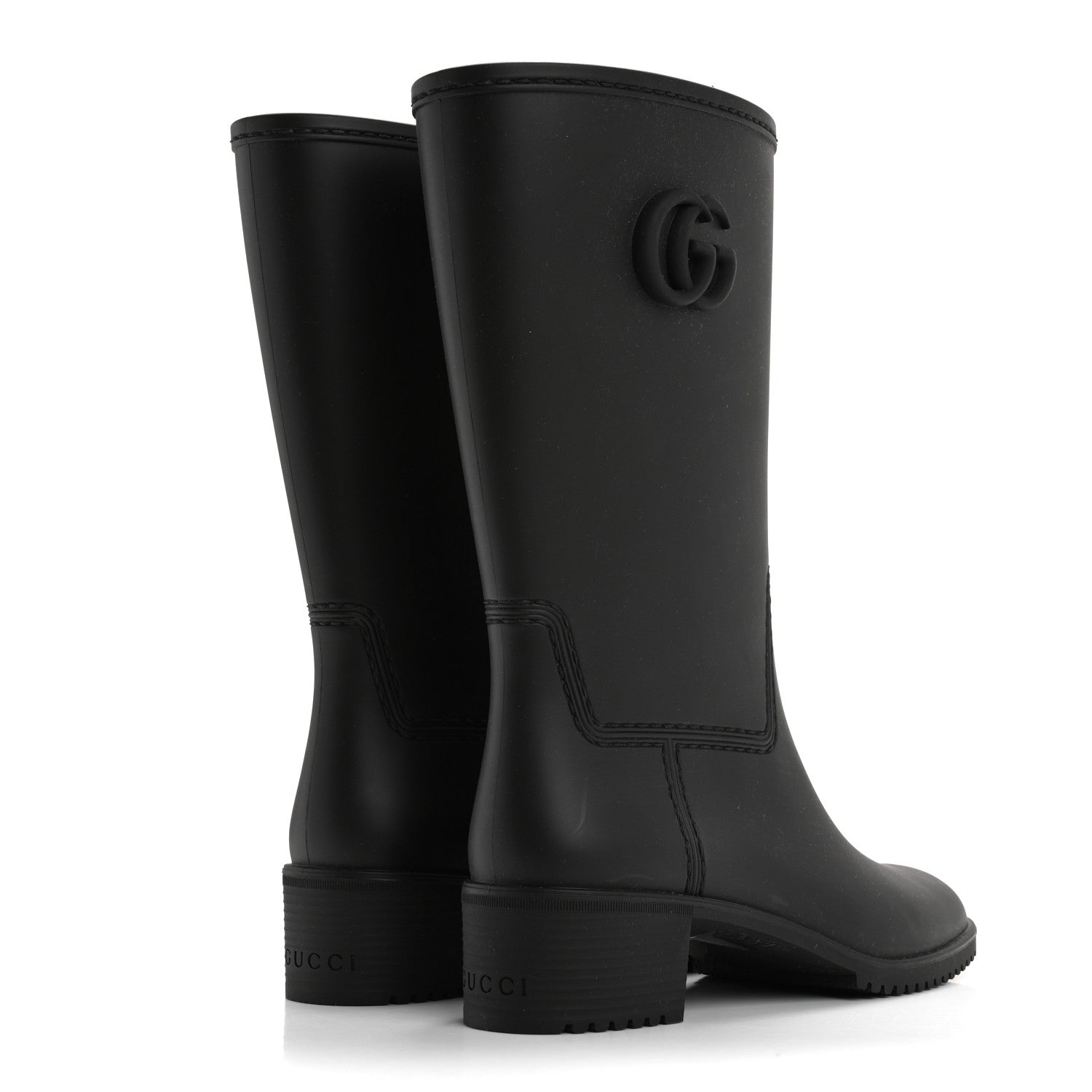 Gucci Rubber Double G Womens Rain Boots 37 Black 4 of 9