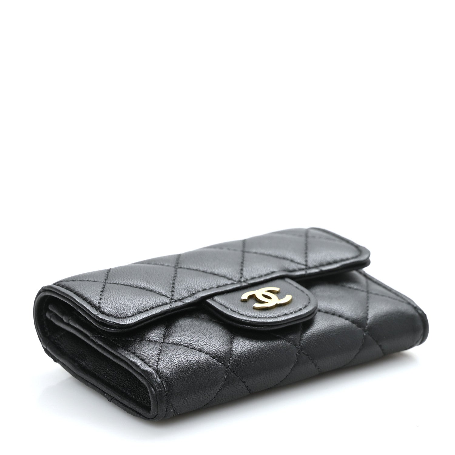 Chanel Lambskin Quilted Flap Card Holder Wallet Black 4 of 8