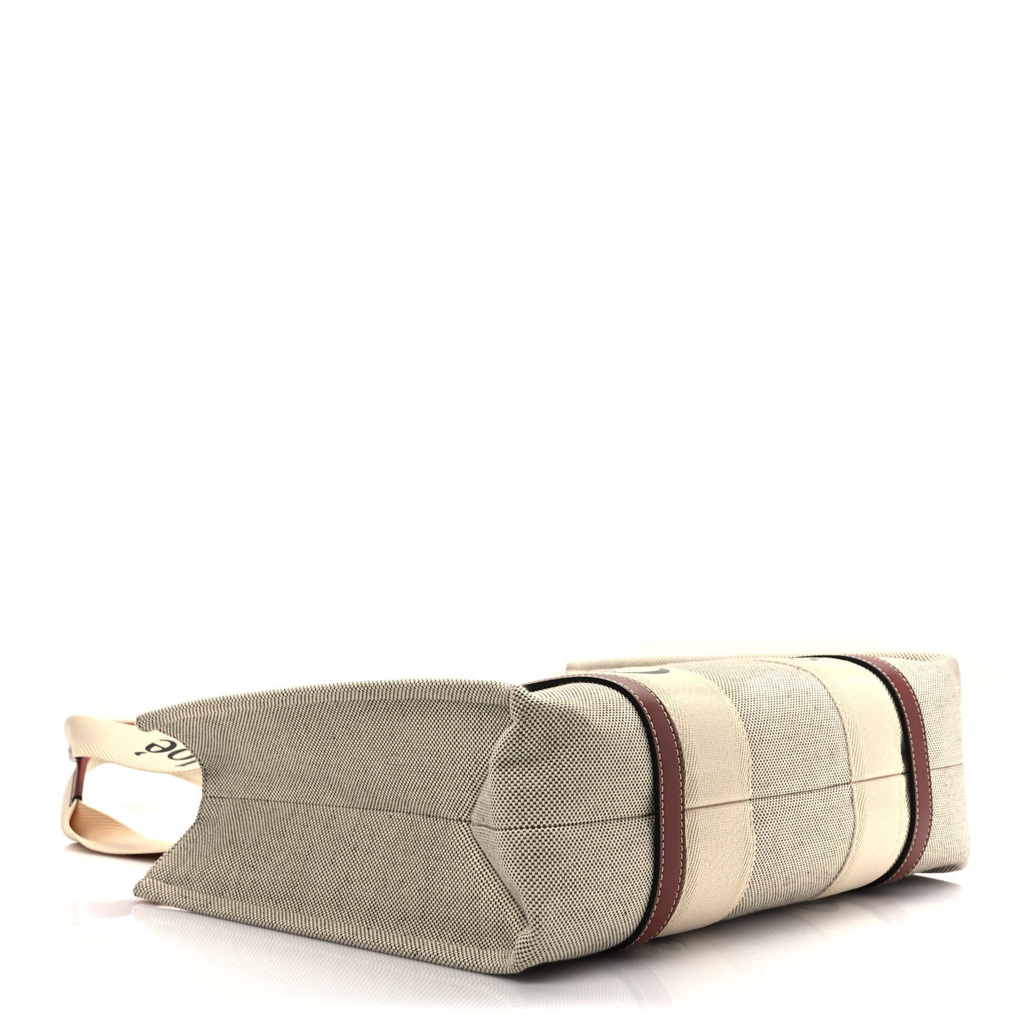 Cotton Calfskin Medium Woody Ribbon Tote White Brown