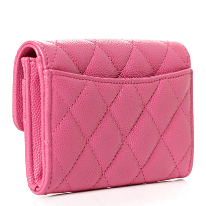 Chanel Caviar Quilted Flap Card Holder Wallet Pink 3 of 12