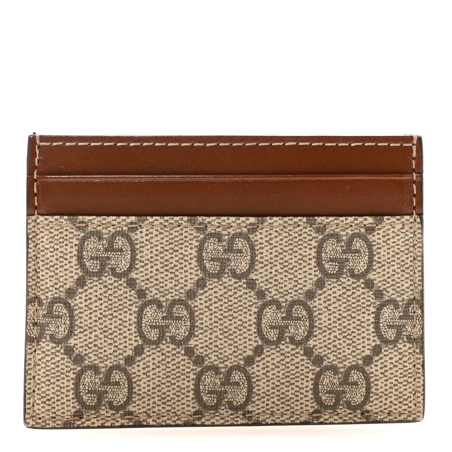GG Supreme Monogram Calfskin Card Holder Beige Ebony Cuir