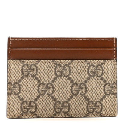 Gucci GG Supreme Monogram Calfskin Card Holder Beige Ebony Cuir 1 of 6