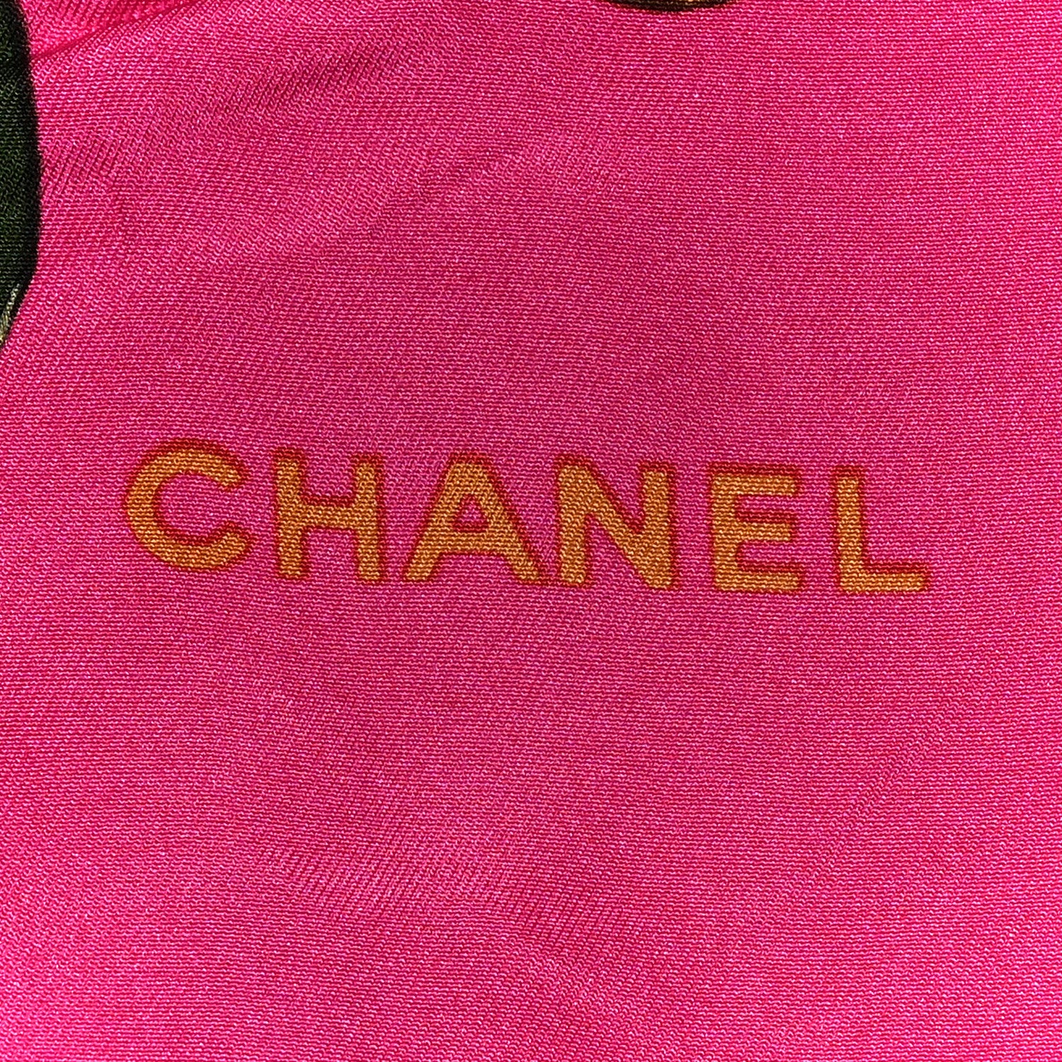 Chanel Silk Floral CC Square Scarf Pink Multicolor 2 of 5