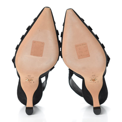 Christian Dior Suede Calfskin Grosgrain Dotted Sling-Back Ballet Pumps 36 Black 5 of 8