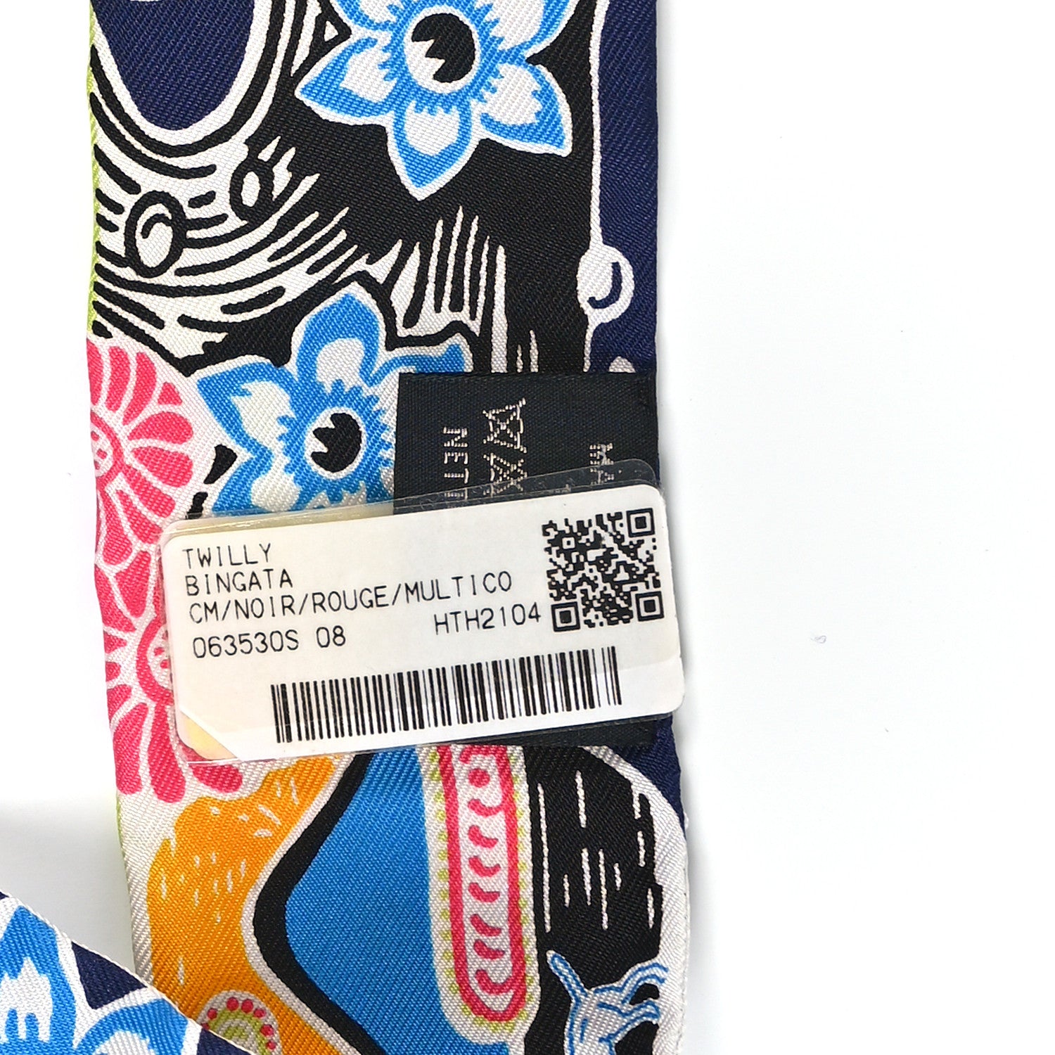 Hermes Silk Bingata Twilly Black Red Multicolor 3 of 4