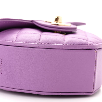 Chanel Lambskin Quilted CC In Love Heart Clutch With Chain Purple 9 of 12