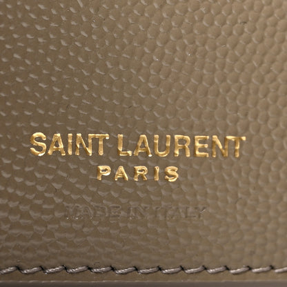 Saint Laurent Grain De Poudre Mixed Matelasse Triquilt Monogram Compact Tri Fold Wallet Greyish Brown 6 of 6