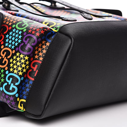 Gucci GG Supreme Monogram Psychedelic Medium Double Buckle Backpack Black Multicolor 8 of 9