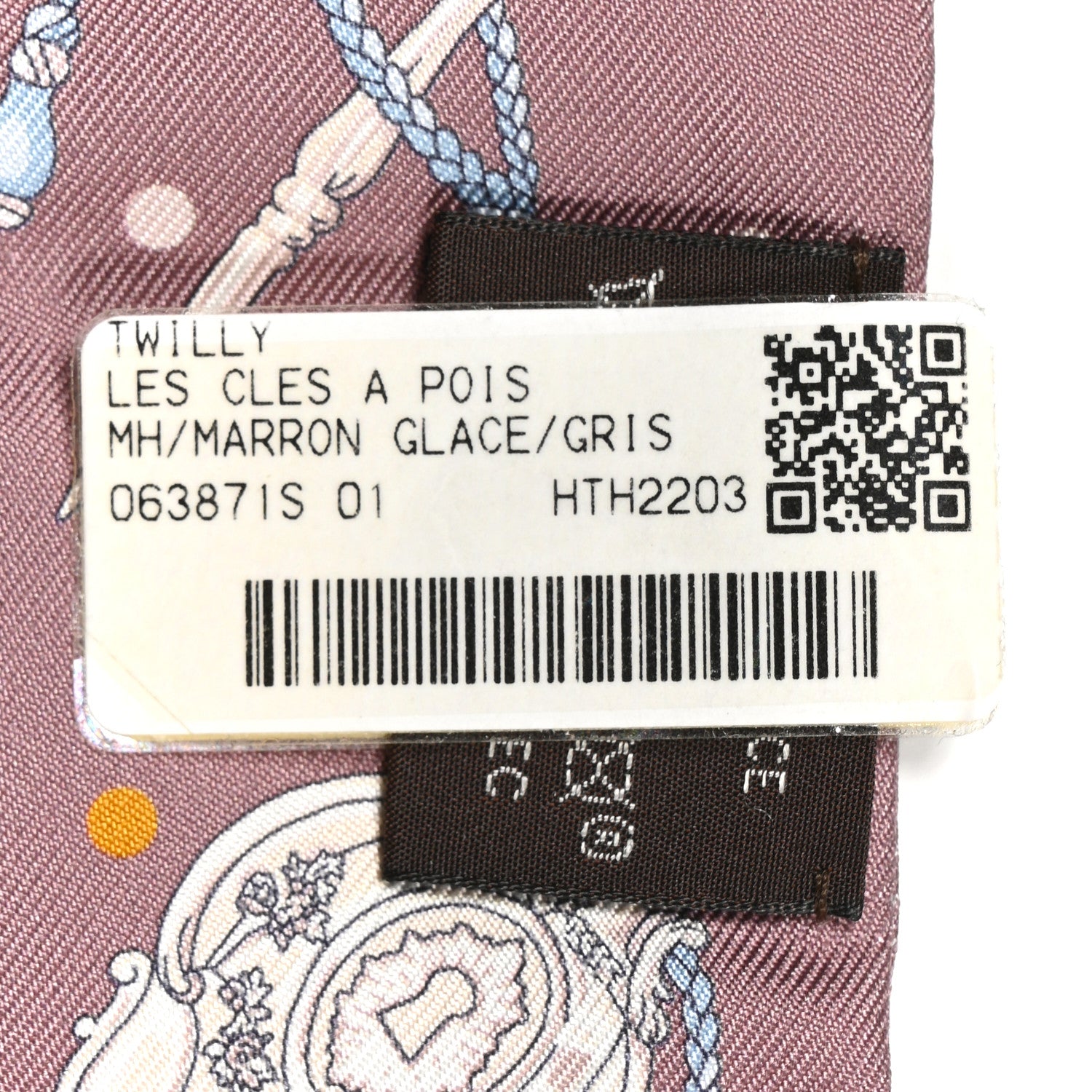 Hermes Silk Les Cles A Pois Twilly Marron Glace Gris 3 of 4