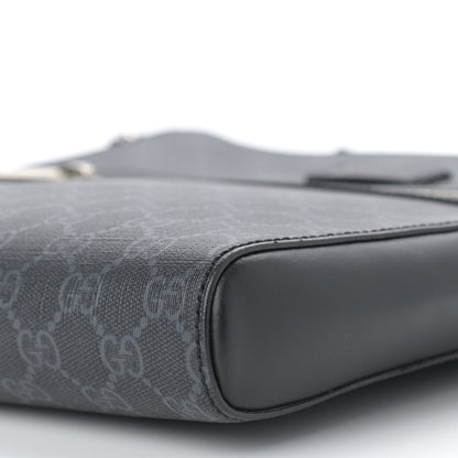 Gucci GG Supreme Monogram Appia Calfskin Web Flat Messenger Bag Black Grey 10 of 10