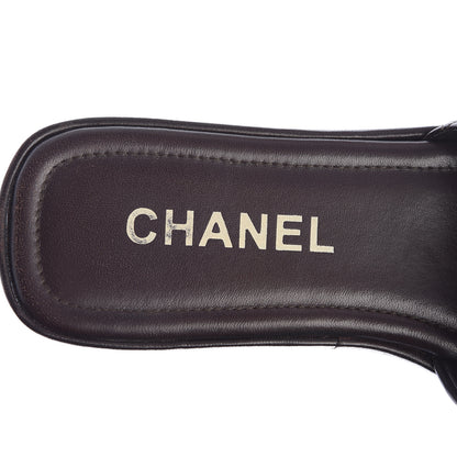 Chanel Calfskin Cambon CC Flat Slide Sandals 37 Dark Brown 7 of 12