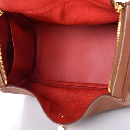 Hermes Togo Lindy 30 Gold Rouge Tomate 5 of 8