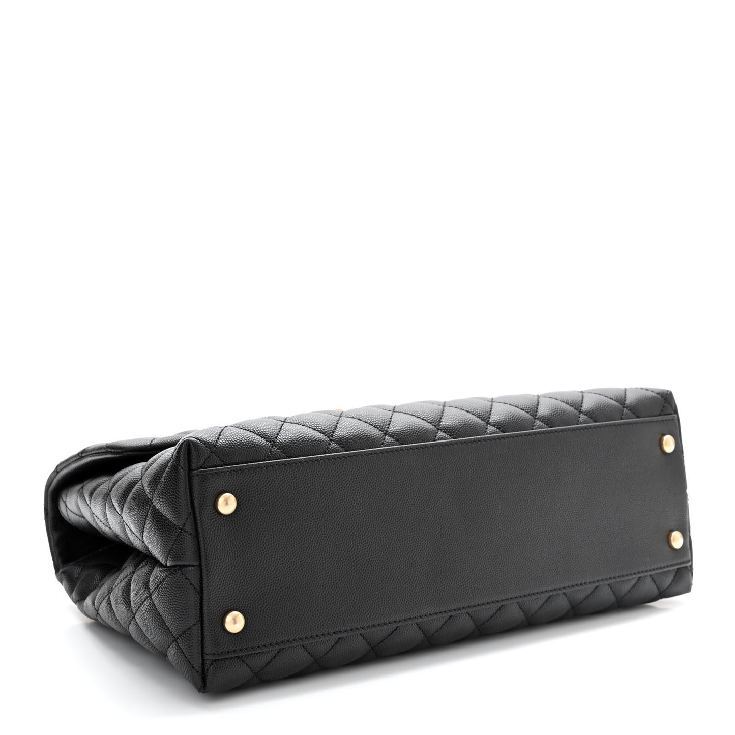 Caviar Lizard Quilted Medium Coco Handle Flap Black