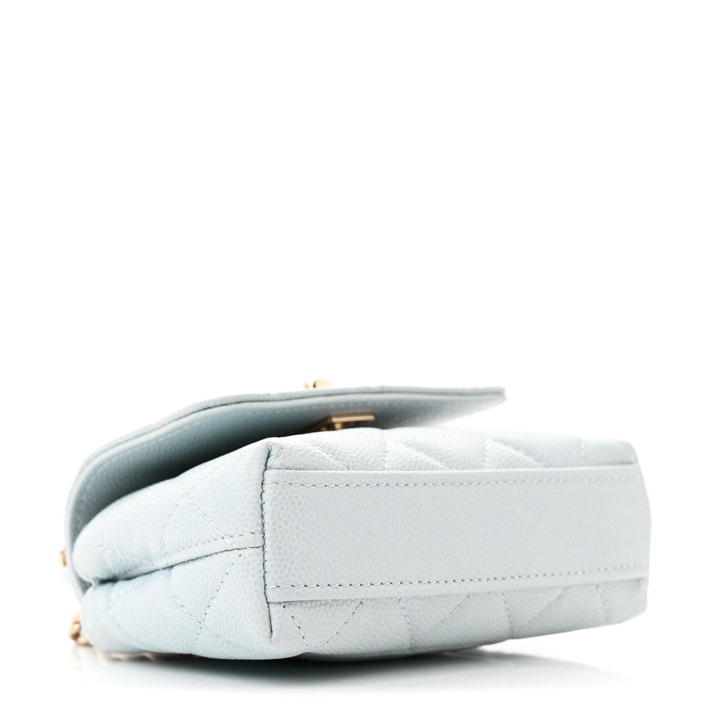 Caviar Quilted Nano Coco Handle Clutch With Chain Light Blue