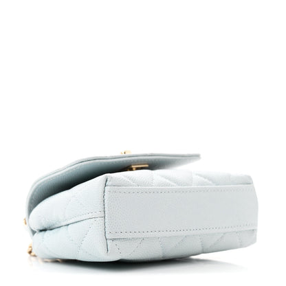 Chanel Caviar Quilted Nano Coco Handle Clutch With Chain Light Blue 4 of 11