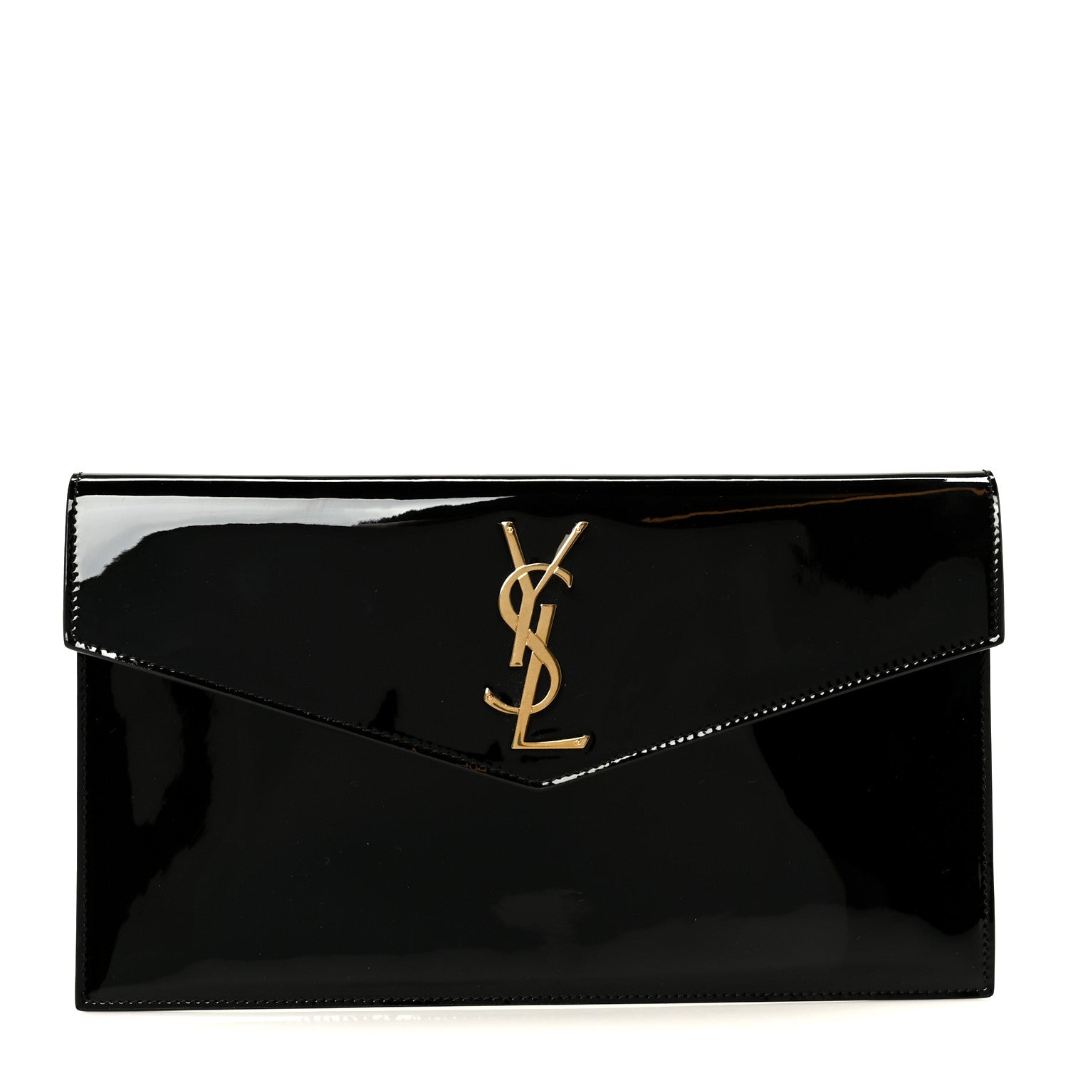 Saint Laurent Patent Calfskin Monogram Uptown Clutch Black 1 of 8
