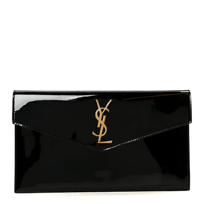 Saint Laurent Patent Calfskin Monogram Uptown Clutch Black 1 of 8