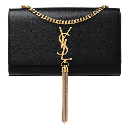 Saint Laurent Grain De Poudre Medium Classic Monogram Kate Tassel Satchel Black 1 of 9