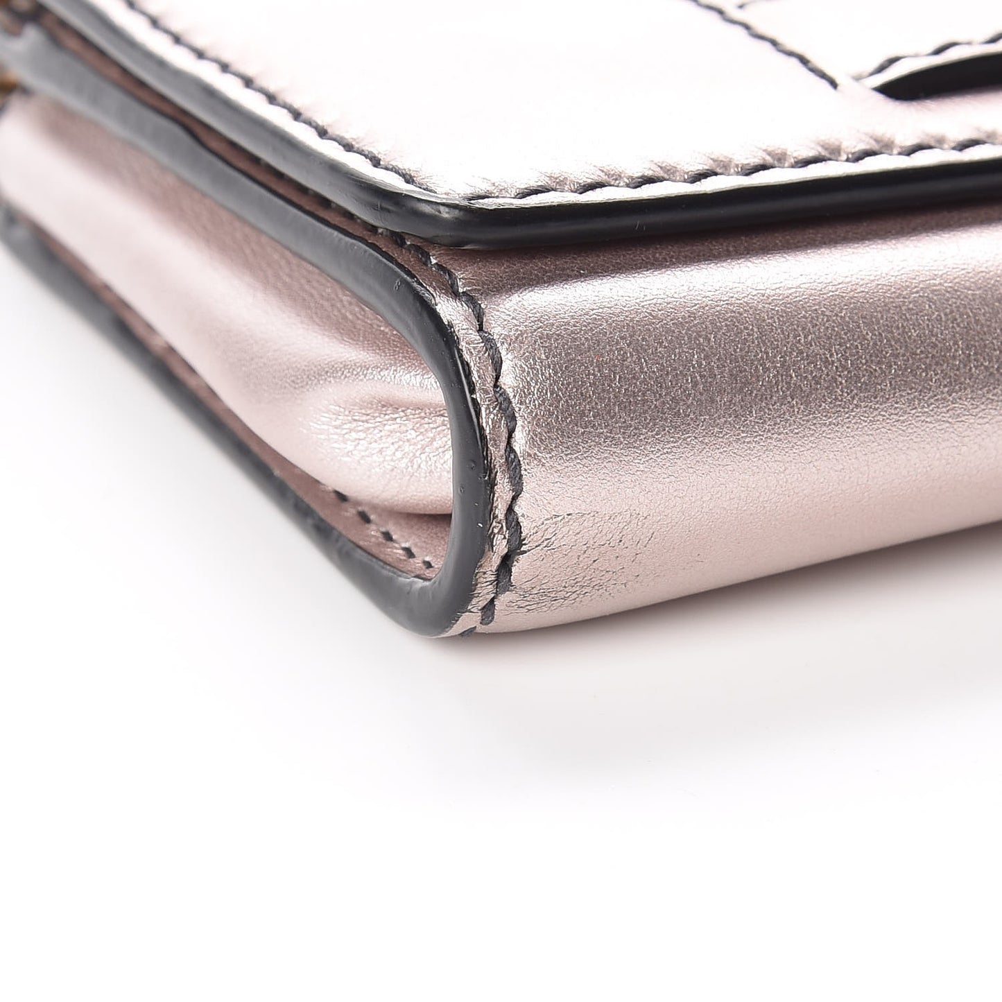 Metallic Calfskin J'adior Croisiere Chain Wallet Bronze