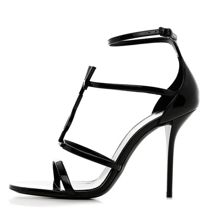 Saint Laurent Patent Cassandra 100 Sandals 38.5 Black 1 of 11