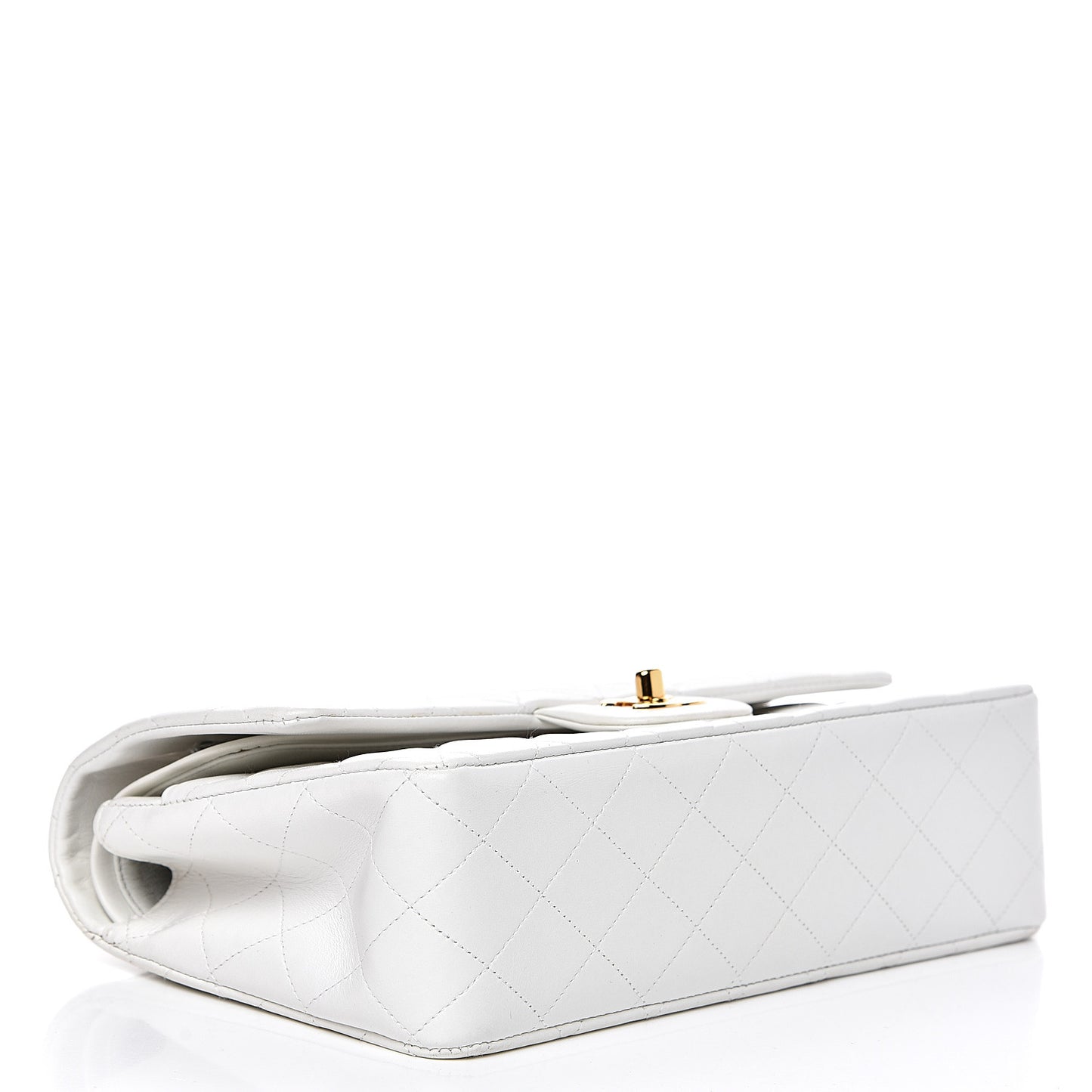 Lambskin Quilted Medium Double Flap White