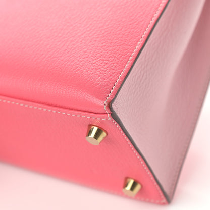 Hermes Chevre Bi-Color Horseshoe Kelly Sellier 25 Rose Lipstick Bubblegum 12 of 15