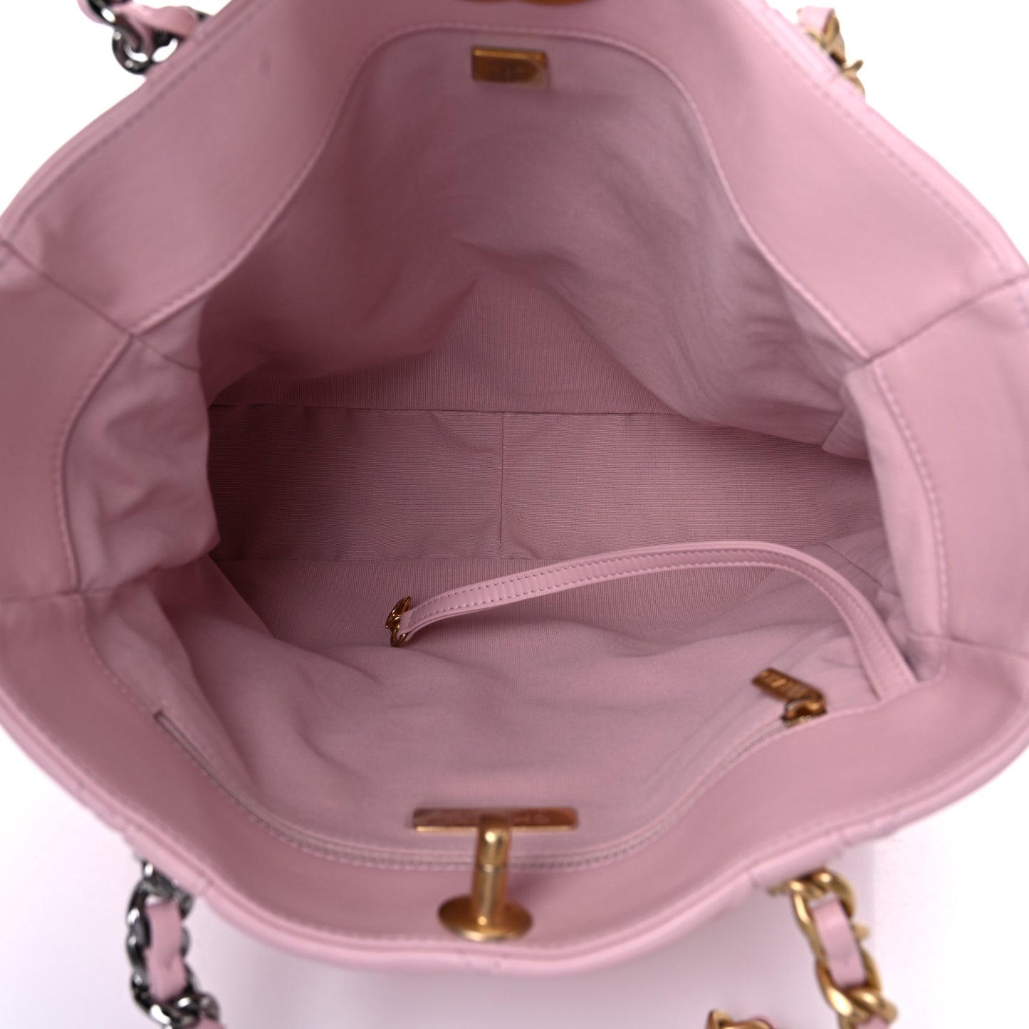 Lambskin Quilted Chanel 19 Shopping Bag Pink