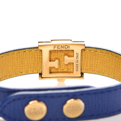 Fendi Vitello Elite FF Reversible Bracelet Neon Blue 5 of 6