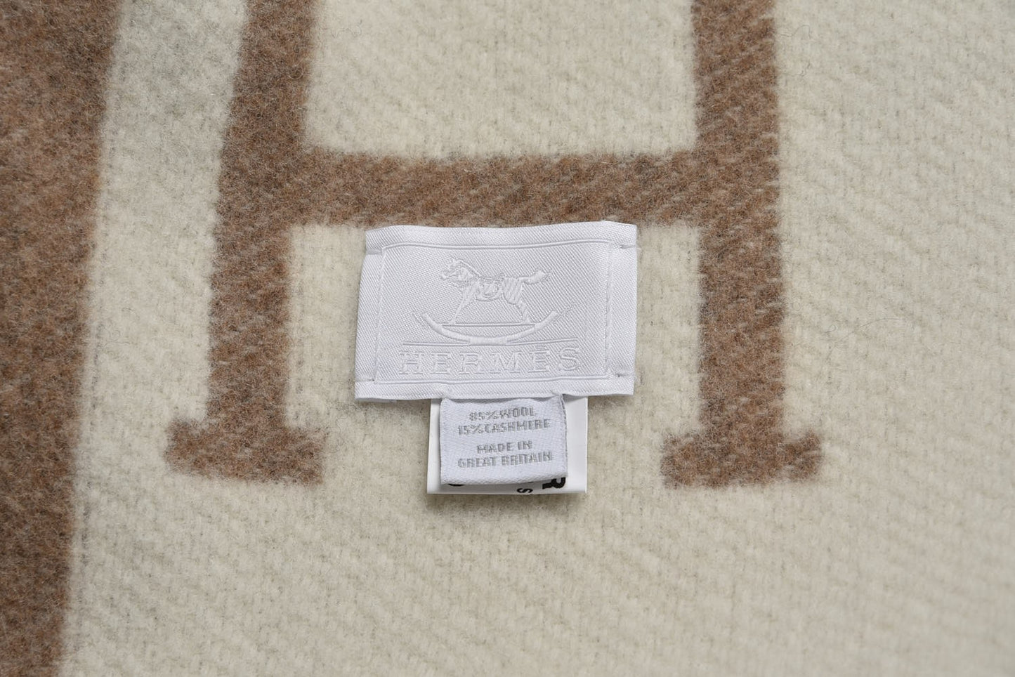 Wool Cashmere Avalon Baby Blanket Noisette Moyen White