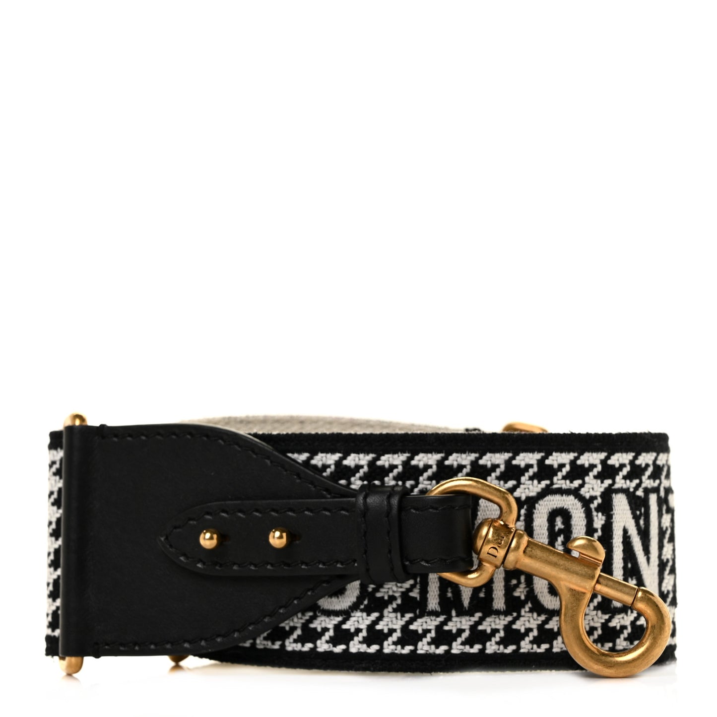Canvas Houndstooth Embroidered 30 Montaigne Shoulder Strap Black White