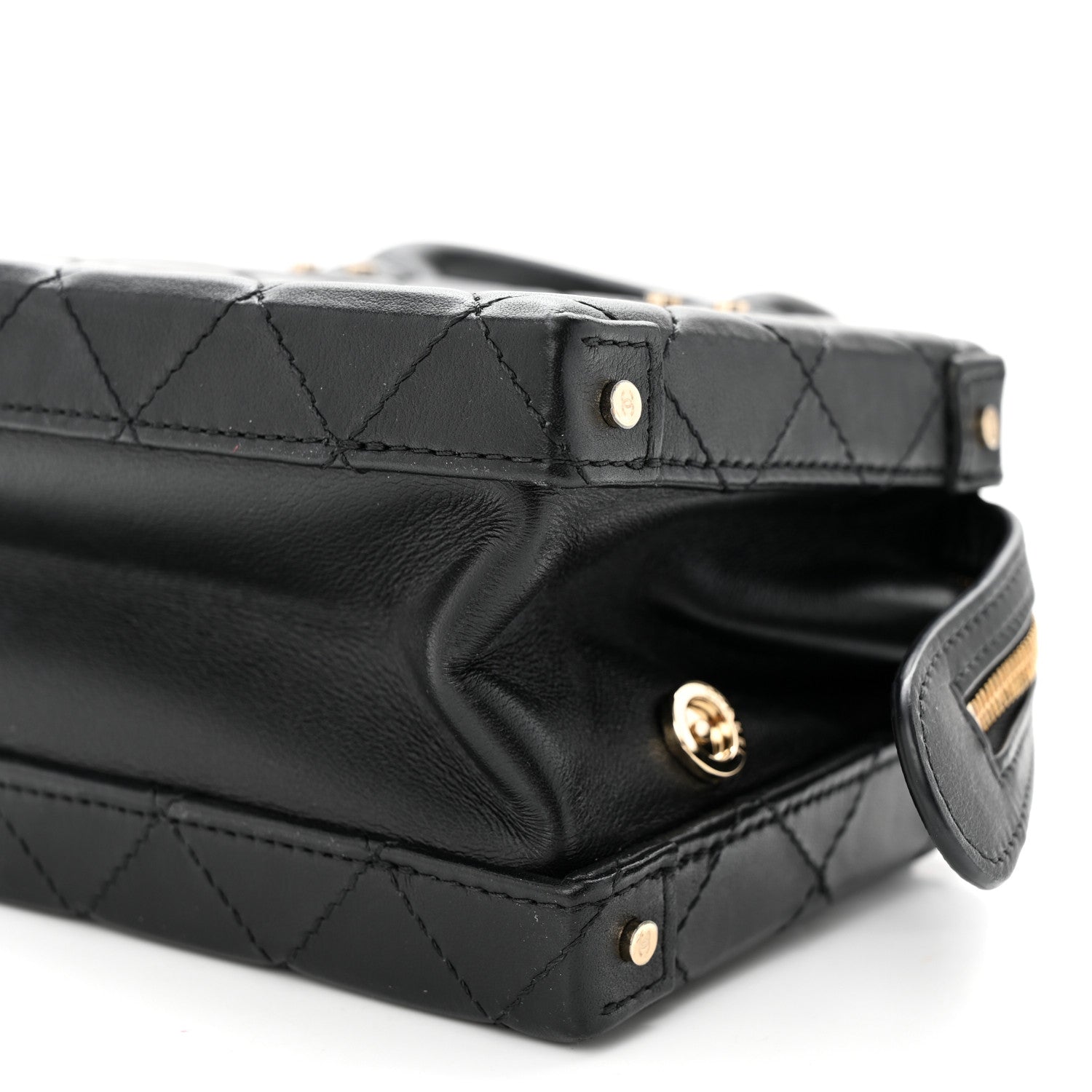 Chanel Calfskin Quilted Small Studded Square Vanity Case Black 10 of 10