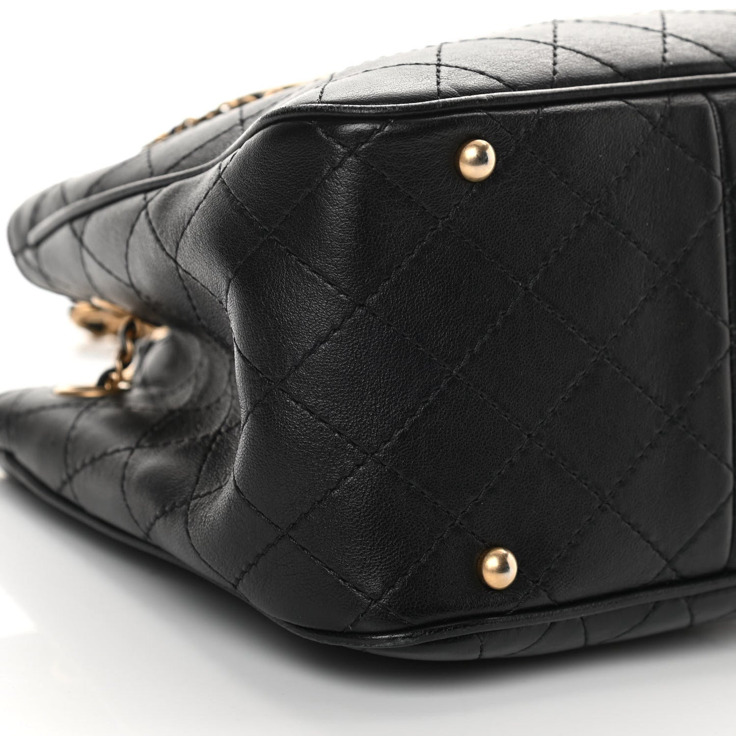 Calfskin Stitched Small Egyptian Amulet Drawstring Bag Black