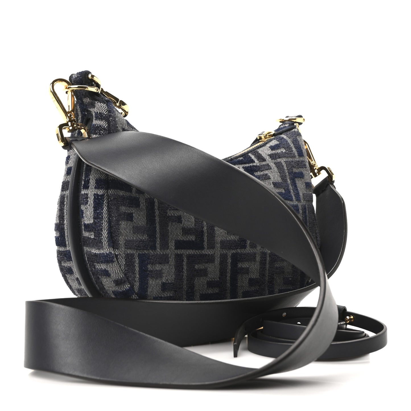 Chenille Vitello Grace FF 1974 Mini Fendigraphy Hobo Bag Blue