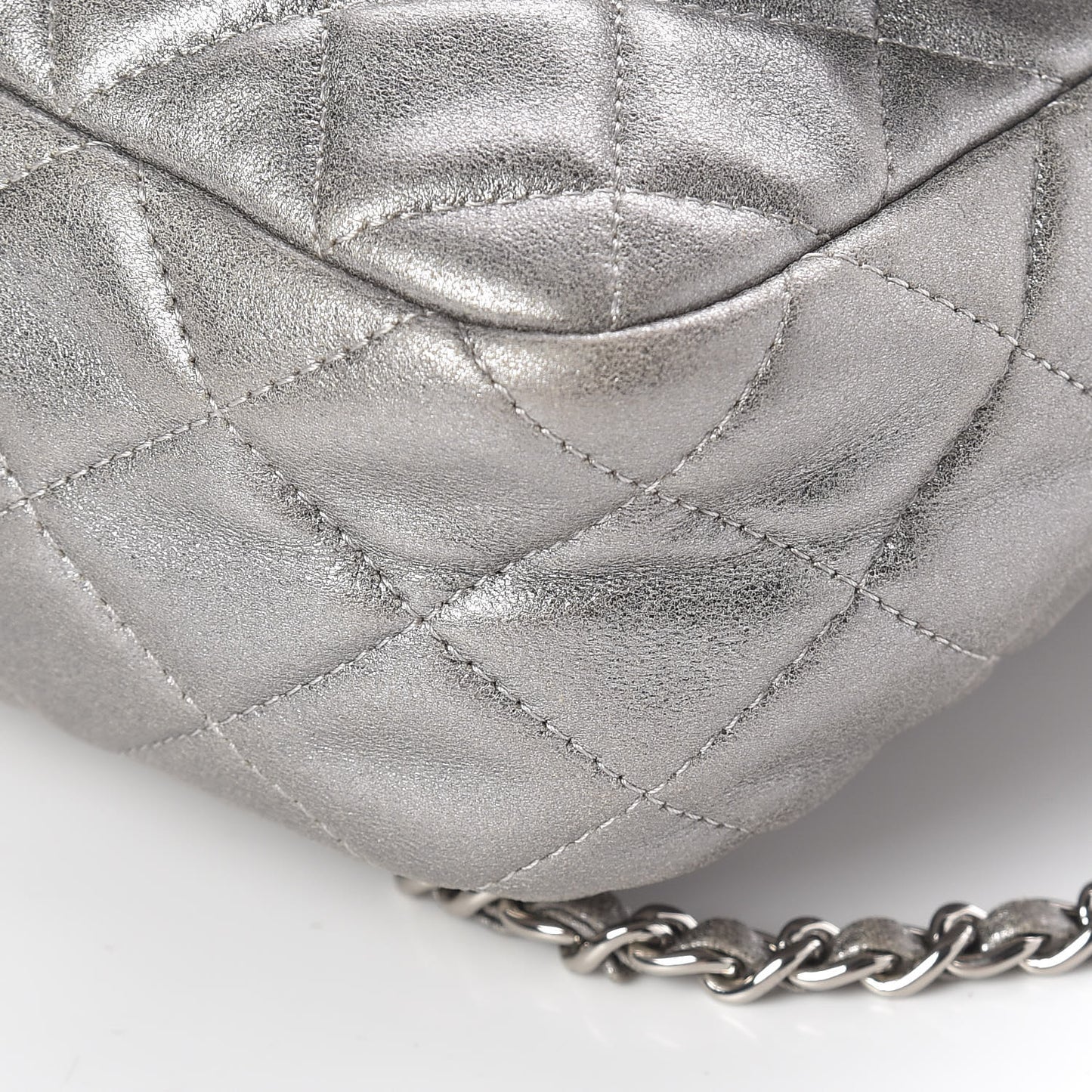 Metallic Lambskin Quilted Small In Seoul Backpack Silver