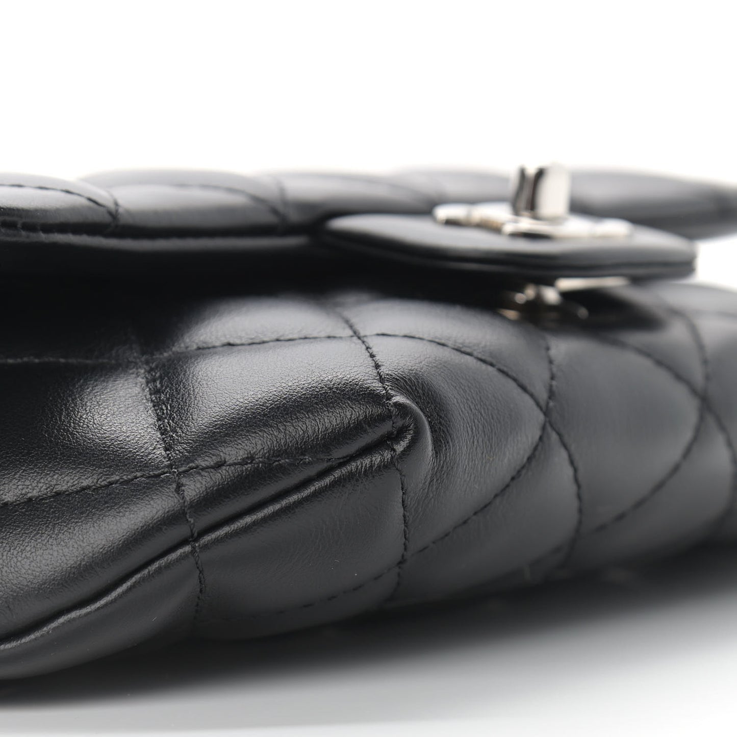 Calfskin Quilted CC Uniform Flap Belt Bag Black