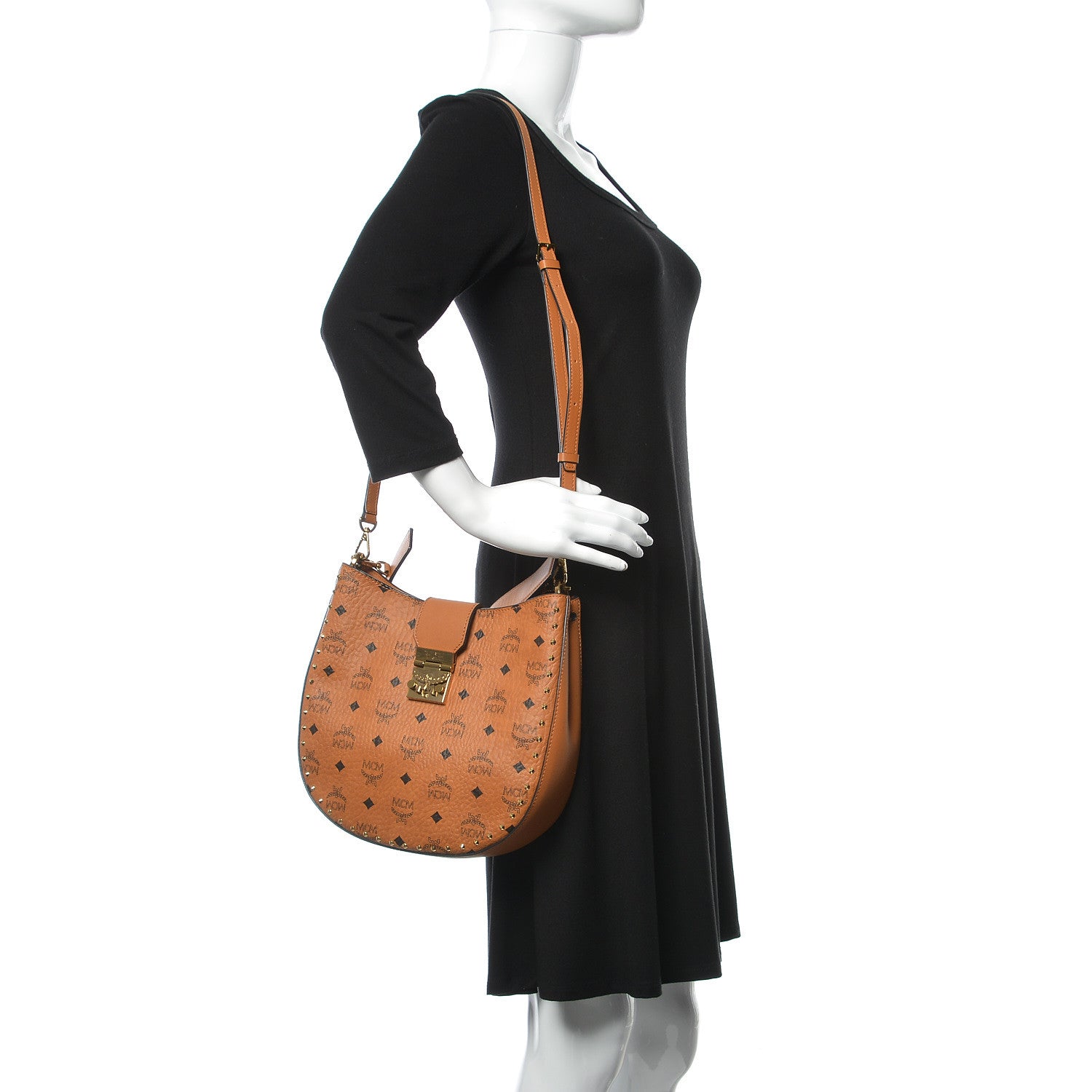 MCM Visetos Studded Medium Patricia Hobo Cognac 2 of 10