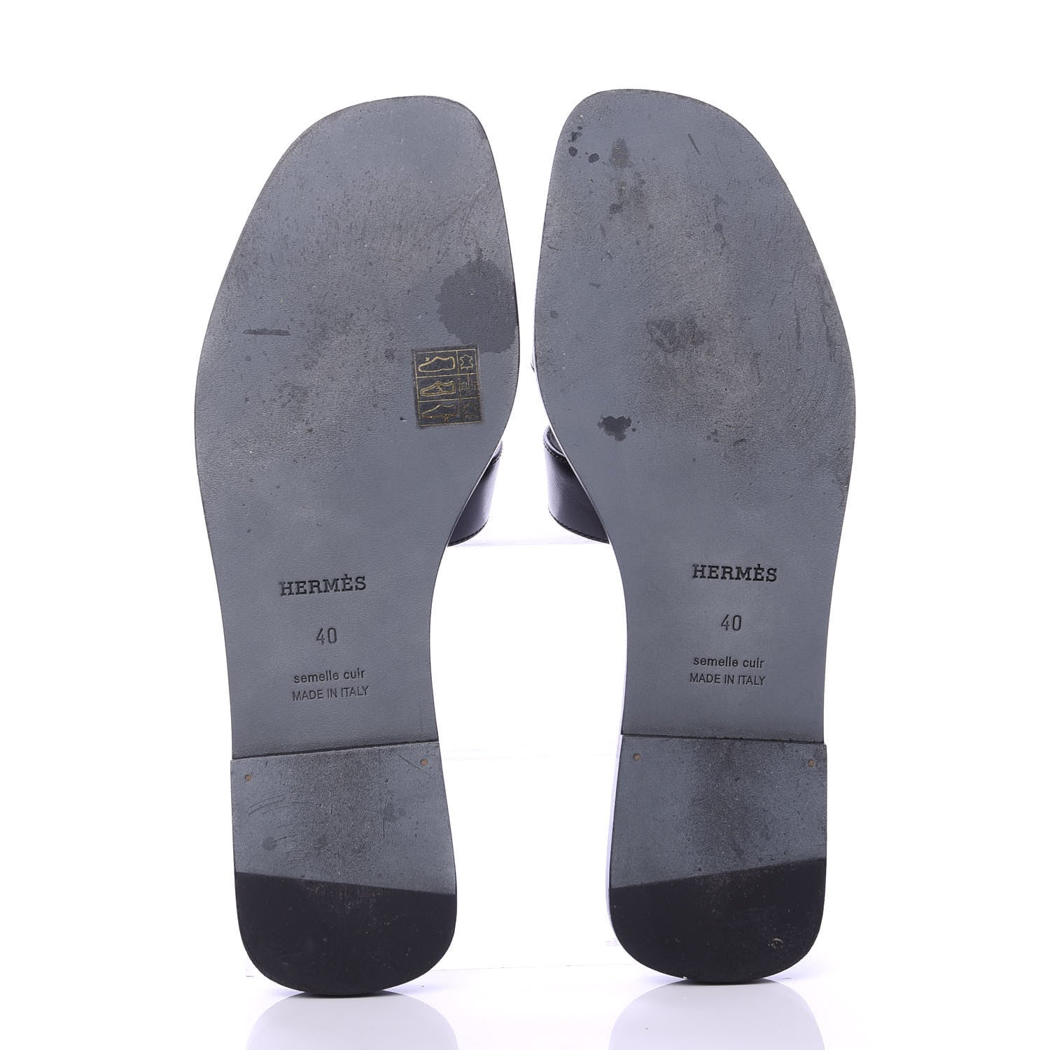Hermes Calfskin Oran Sandals 40 Black 5 of 9