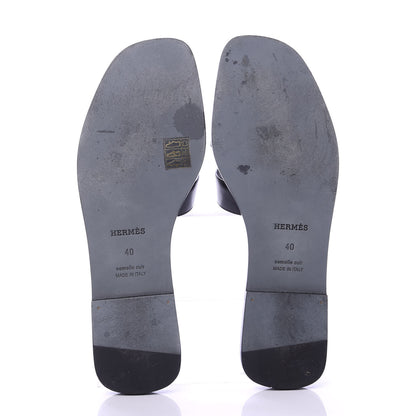 Hermes Calfskin Oran Sandals 40 Black 5 of 9