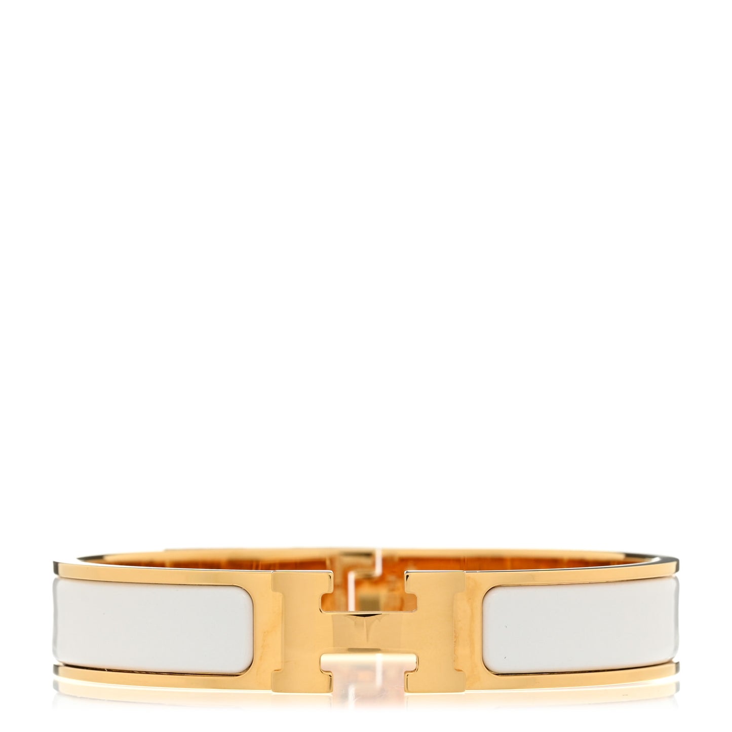 Enamel Narrow Clic Clac H Bracelet GM White