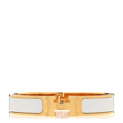 Hermes Enamel Narrow Clic Clac H Bracelet GM White 1 of 4