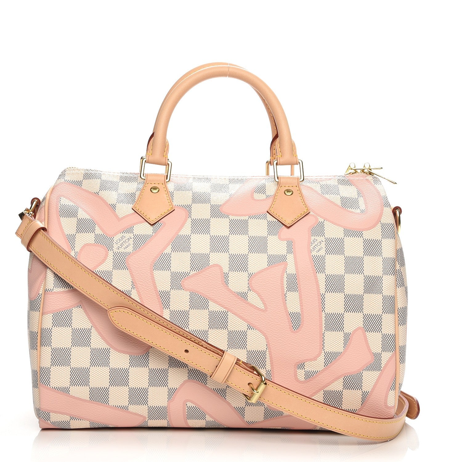 Louis Vuitton Damier Azur Tahitienne Speedy Bandouliere 30 Rose Ballerine 1 of 7