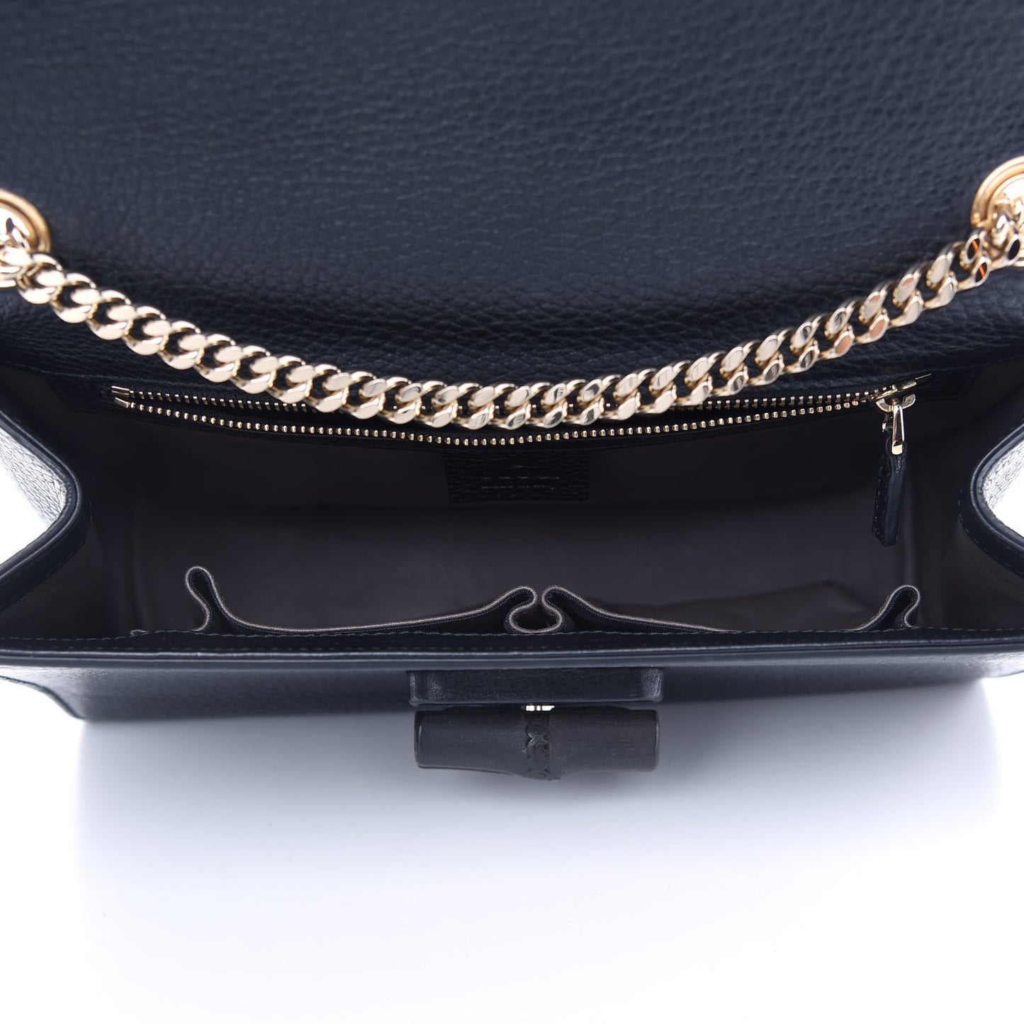 Pebbled Calfskin Medium Miss Bamboo Shoulder Bag Black