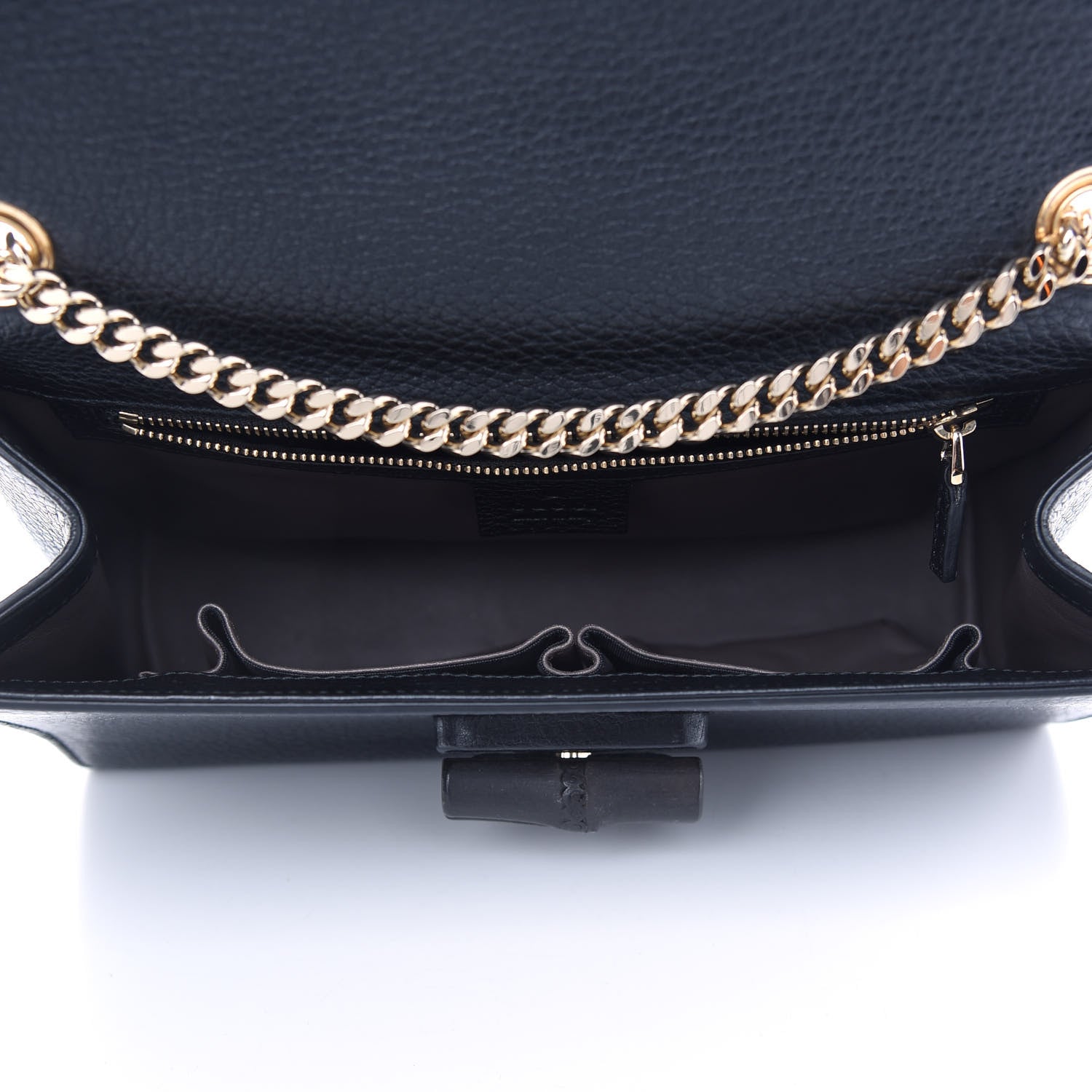 Gucci Pebbled Calfskin Medium Miss Bamboo Shoulder Bag Black 4 of 8