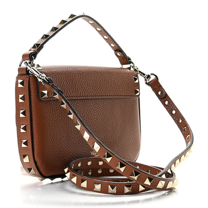 Valentino Garavani Grainy Calfskin Rockstud Crossbody Pouch Saddle Brown 2 of 10