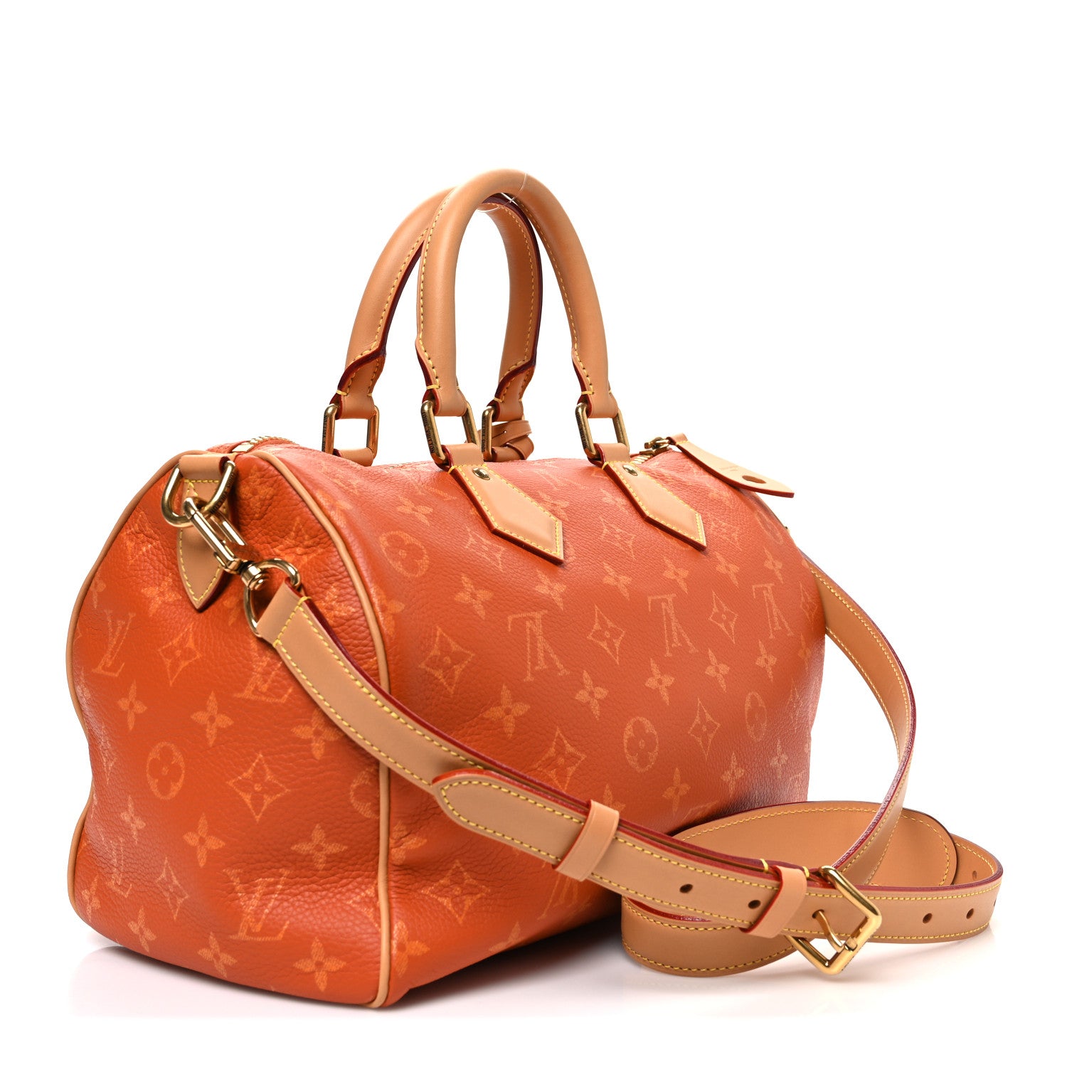 Louis Vuitton Calfskin Monogram Speedy P9 Bandouliere 30 Ocre 3 of 10
